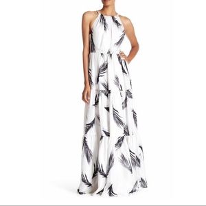 Silk Zac Posen elegant black & white event maxi dress gown